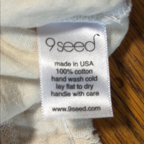 9SEED Women's 100% Slub Cotton Short Sleeve Cream Top Raw Hems Boxy‎ Fit Size 1 - Picture 2 of 11